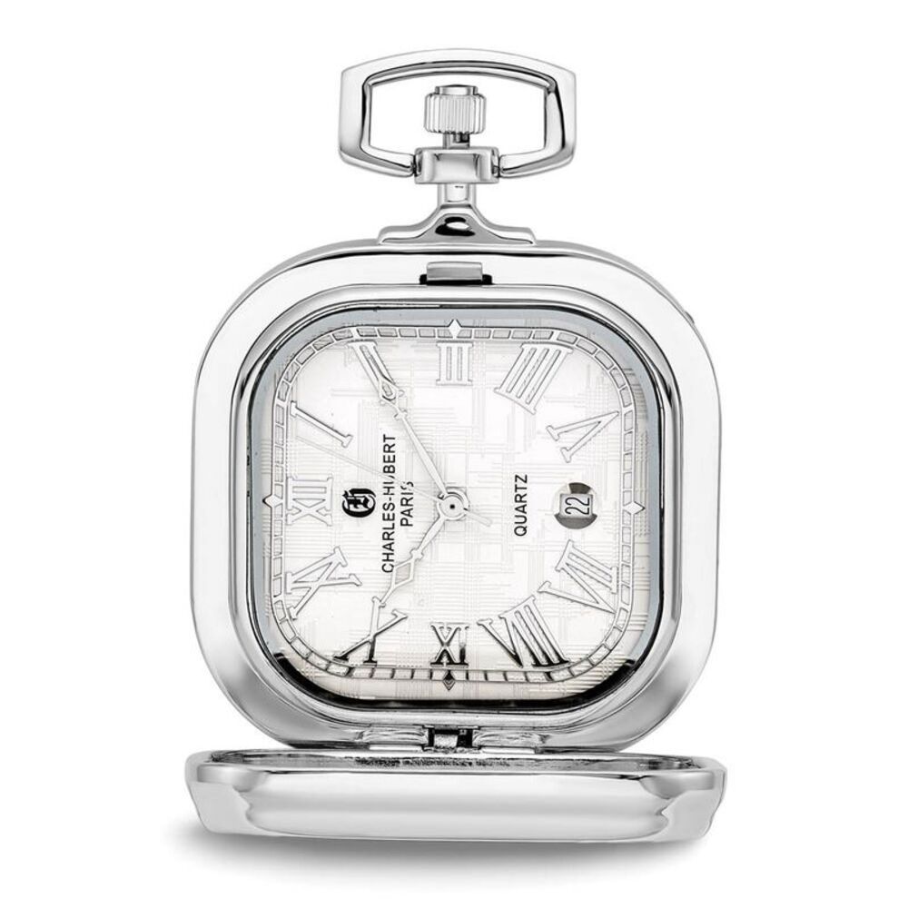 Charles Hubert Gold-finish Two-tone Chrome Square Pocket Watch